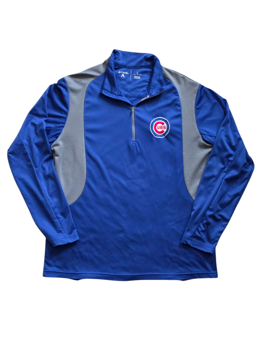 ​Chicago Cubs Large Blue Gray MLB Antigua 1/4 Zip Pullover Jacket